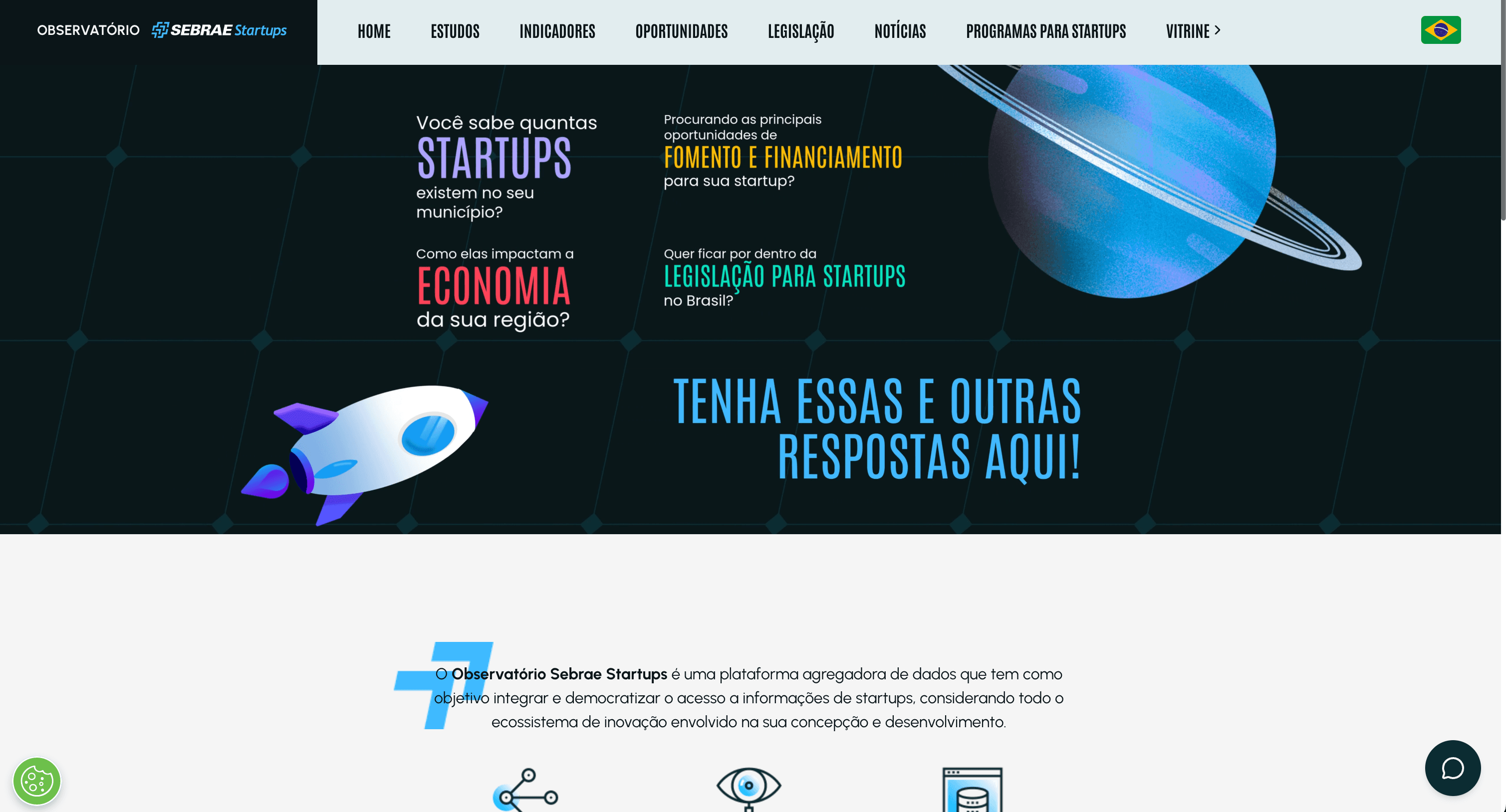 Página principal da plataforma